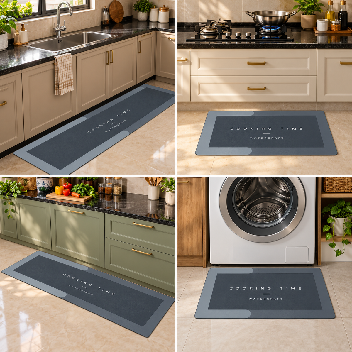 WaterCraft 2-Piece Waterproof Memory Foam Kitchen Mat Set