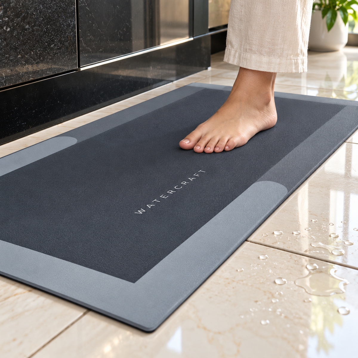 WaterCraft 2-Piece Waterproof Memory Foam Kitchen Mat Set