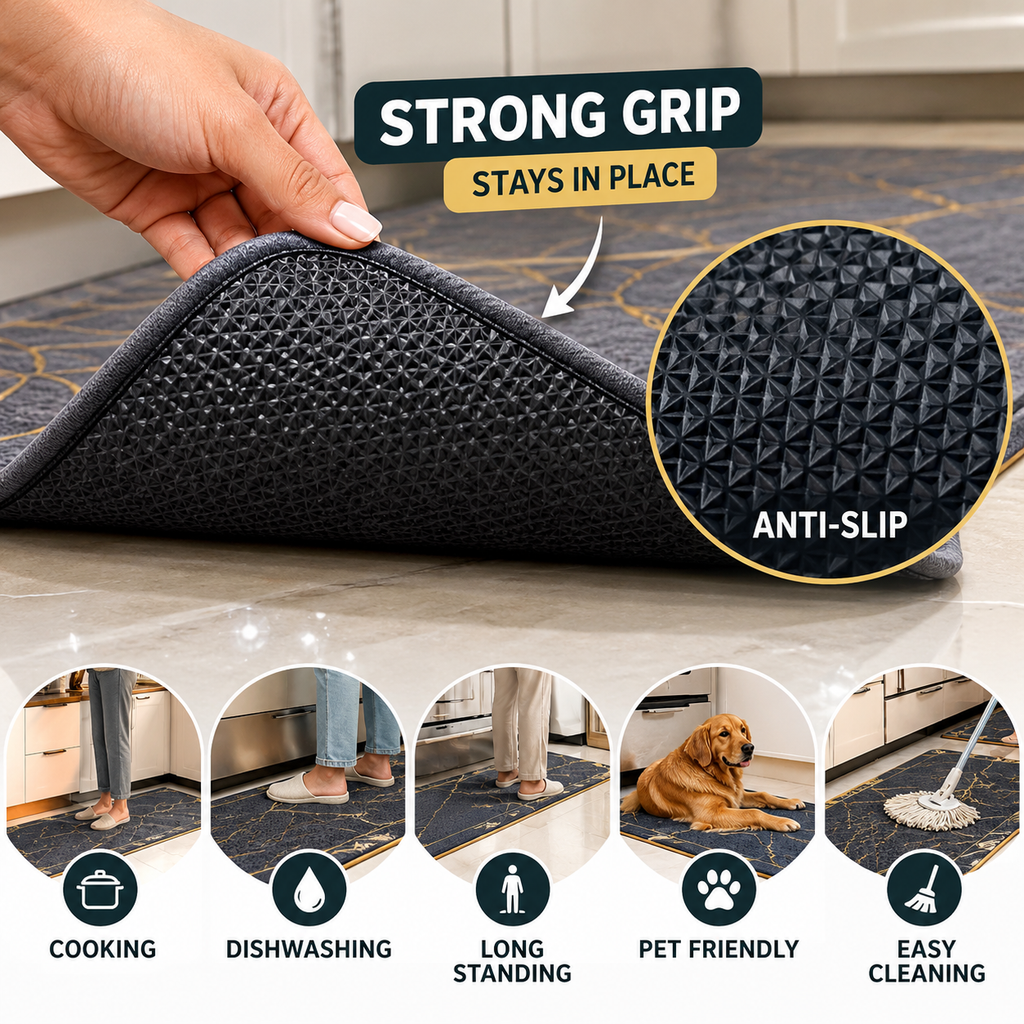 WaterCraft 2-Piece Waterproof Memory Foam Kitchen Mat Set