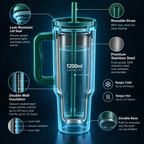 X-ray cutaway view of WaterCraft Aura tumbler showing double-wall insulation layers and straw